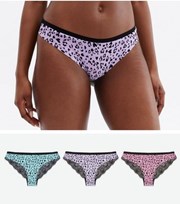 New Look Turquoise Lilac and Pink Lace Back Brazilian Briefs
